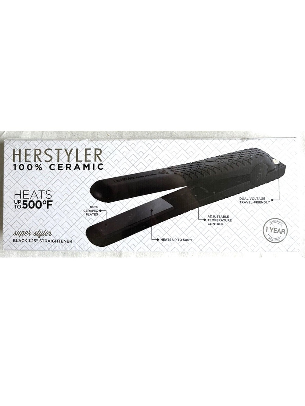 Herstyle Black Ceramic 1.25" Hair Straightener